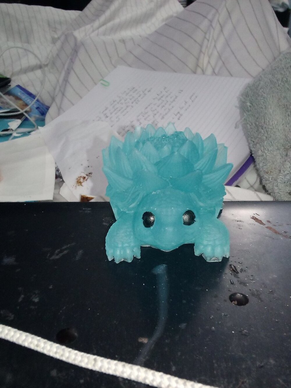 Handmade Blue Crystal Resin Lotus Turtle
